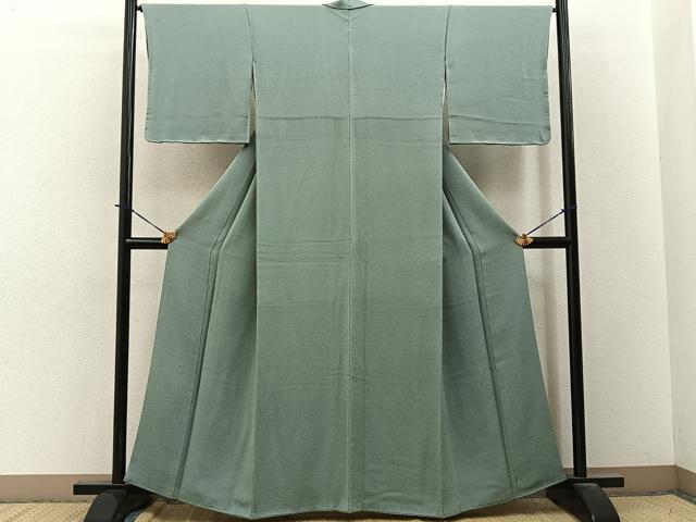 平和屋着物●上質な色無地 裏葉柳色 鬼しぼ縮緬 正絹 逸品 BAAY3785hj