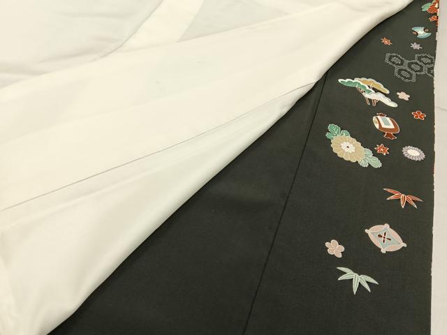 平和屋着物■豪華黒留袖 刺繍 飛鶴宝尽くし文 金彩 正絹 逸品 BAAY3786hj