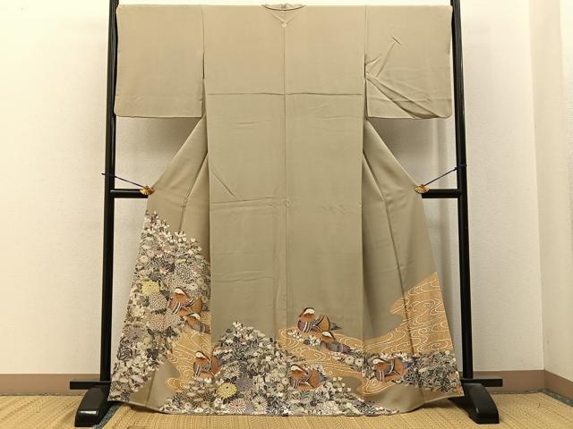 平和屋着物■豪華色留袖 鴛鴦花文 金彩 正絹 逸品 BAAY3787hj