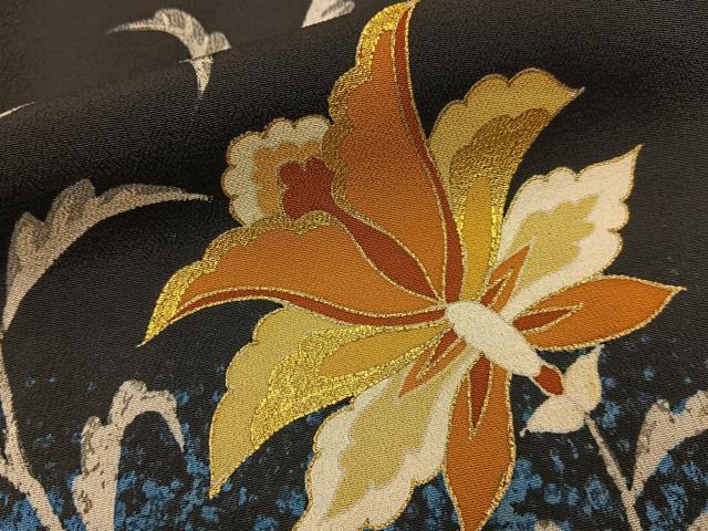 平和屋着物■豪華黒留袖 更紗花唐草文 金彩 正絹 逸品 BAAY3799hj