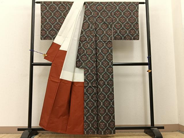 平和屋着物■本場村山大島紬 蜀江花文 正絹 逸品 BAAY3806hj