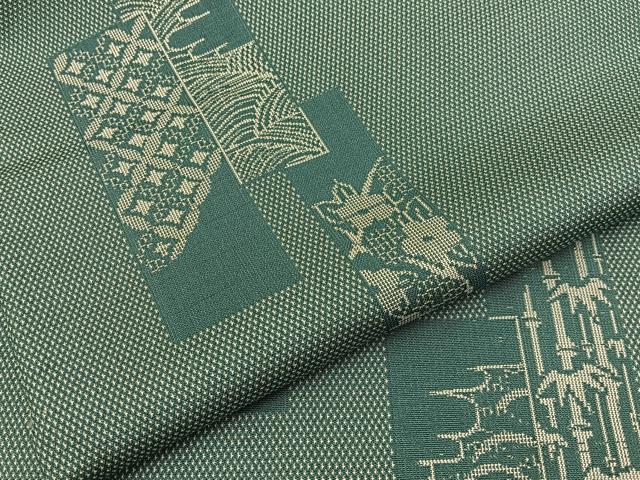 平和屋着物■上質なお召 松竹梅 短冊有職文 正絹 逸品 BAAY3807hj