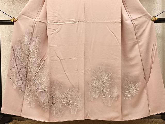 平和屋着物■訪問着 刺繍 竹垣草葉文 暈し染め 正絹 逸品 BAAY3816hj