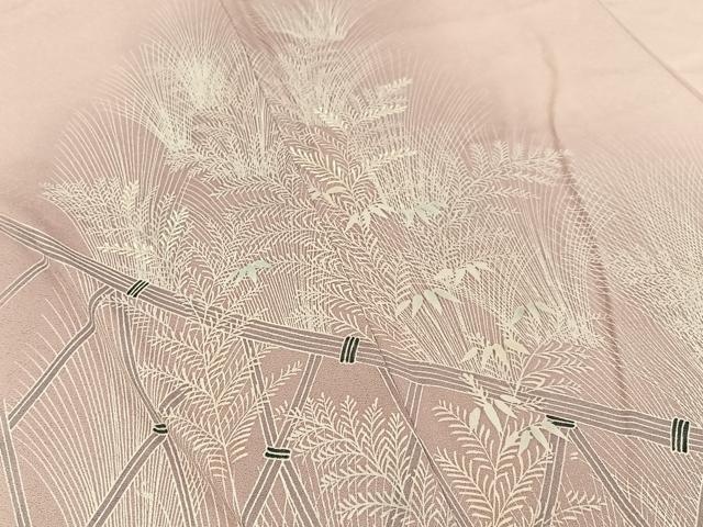平和屋着物■訪問着 刺繍 竹垣草葉文 暈し染め 正絹 逸品 BAAY3816hj