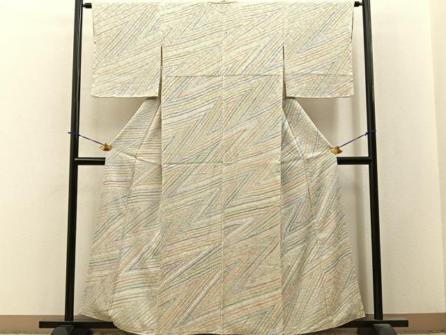 平和屋着物■上質な小紋 絞り 幾何学文様 松坂屋扱い 正絹 逸品 BAAY3821hj