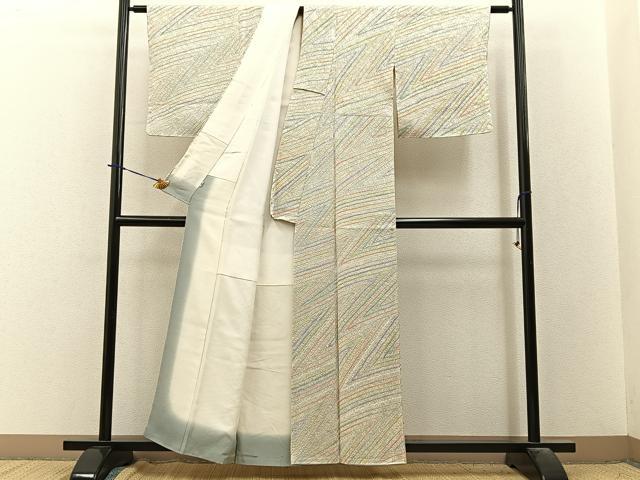 平和屋着物■上質な小紋 絞り 幾何学文様 松坂屋扱い 正絹 逸品 BAAY3821hj