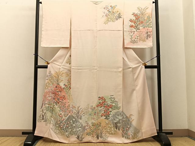 平和屋着物●訪問着 刺繍 重ね山秋草文 松坂屋扱い 正絹 逸品 未使用 BAAY3822hj