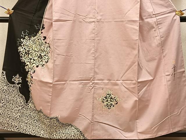 平和屋着物●五月みどりプロデュース 訪問着 結城紬 飾花文 金銀彩 正絹 逸品 BAAY3828hj