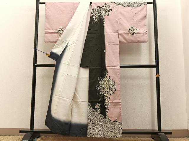 平和屋着物●五月みどりプロデュース 訪問着 結城紬 飾花文 金銀彩 正絹 逸品 BAAY3828hj