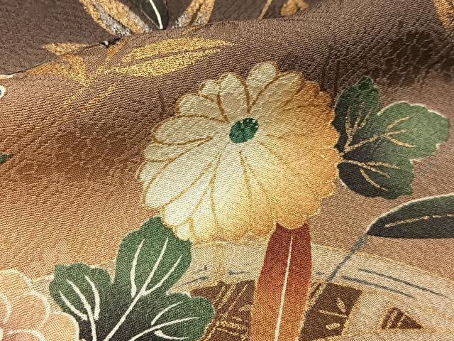 平和屋着物●訪問着 流水草花文 暈し染め 金銀彩 正絹 逸品 BAAY3829hj