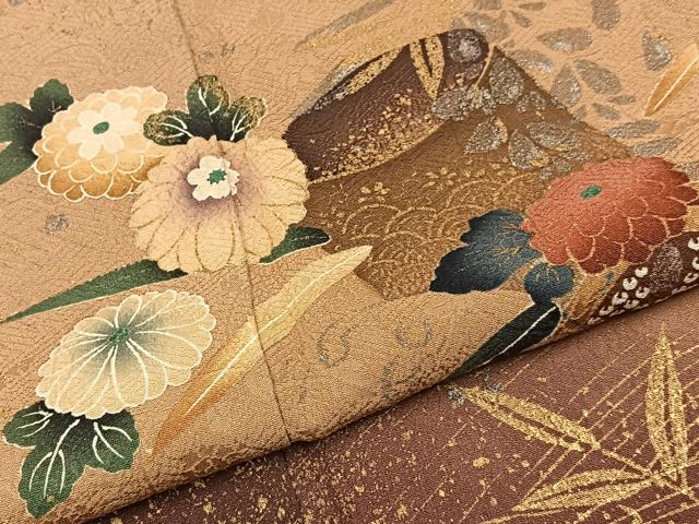 平和屋着物●訪問着 流水草花文 暈し染め 金銀彩 正絹 逸品 BAAY3829hj