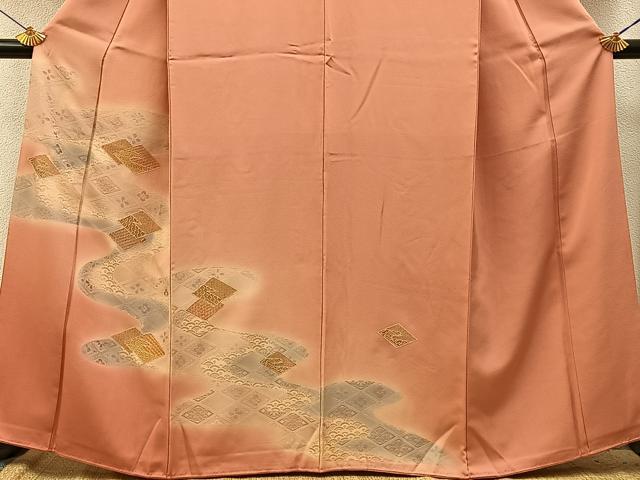 平和屋着物●中国三大刺繍 スワトウ刺繍 訪問着 地紋起こし 花菱有職文 暈し染め 正絹 逸品 BAAY3848hj