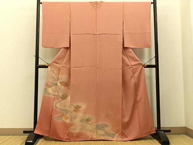 平和屋着物●中国三大刺繍 スワトウ刺繍 訪問着 地紋起こし 花菱有職文 暈し染め 正絹 逸品 BAAY3848hj