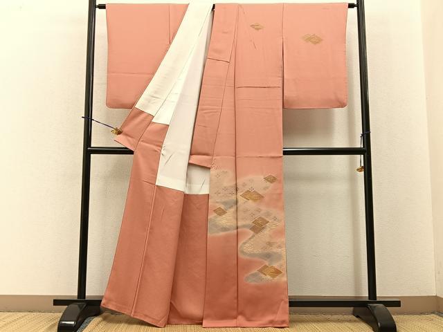 平和屋着物●中国三大刺繍 スワトウ刺繍 訪問着 地紋起こし 花菱有職文 暈し染め 正絹 逸品 BAAY3848hj