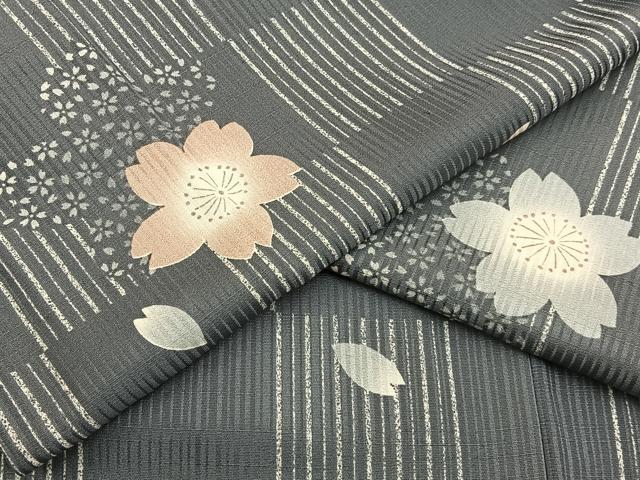 平和屋着物●上質な小紋 舞桜文 正絹 逸品 BAAY3854hj