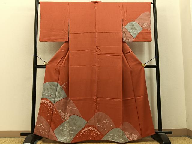 平和屋着物■訪問着 絞り 刺繍 重ね山草花文 金彩 正絹 逸品 BAAY3859hj
