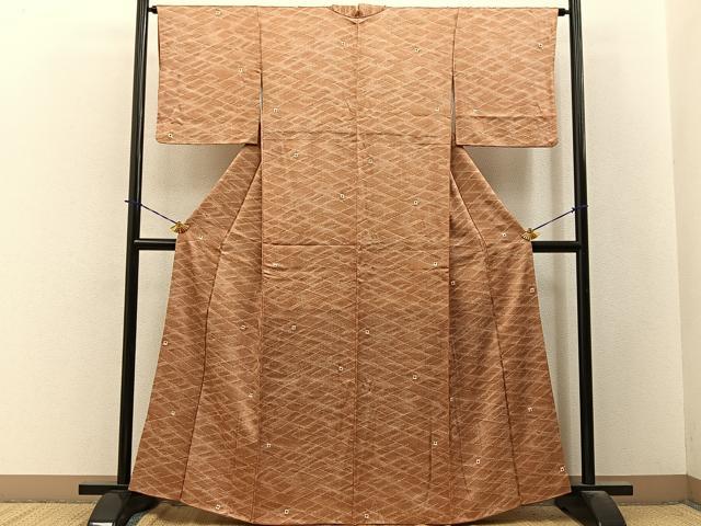 平和屋着物■上質な小紋 絞り 幾何学文様 正絹 逸品 BAAY3863hj