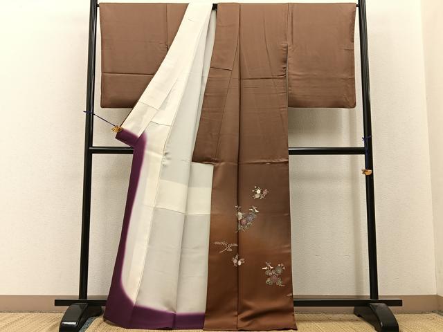 平和屋着物●訪問着 舞花文 暈し染め 銀彩 正絹 逸品 BAAY3865hj