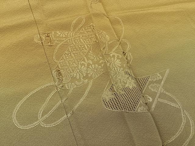 平和屋着物●中国三大刺繍 スワトウ相良刺繍 訪問着 総刺繍 絵巻文 暈し染め ロング丈 正絹 逸品 BAAY3866hj