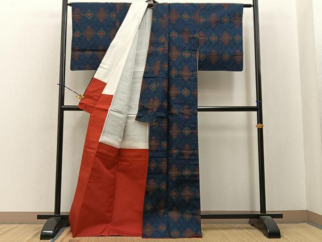 平和屋着物■上質な紬 菱花文 正絹 逸品 BAAY3872hj