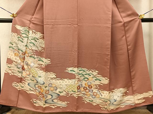 平和屋着物■豪華色留袖 駒刺繍 松竹梅 流水籬菊文 銀彩 正絹 逸品 BAAY3878hj