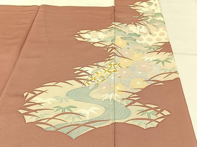 平和屋着物■豪華色留袖 駒刺繍 松竹梅 流水籬菊文 銀彩 正絹 逸品 BAAY3878hj