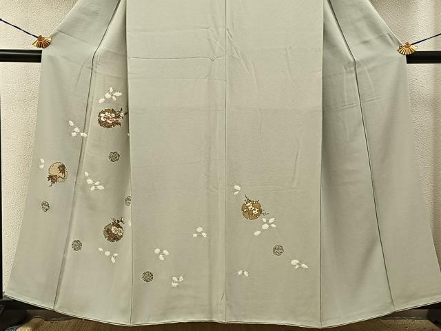 平和屋着物●訪問着 絞り 刺繍 雪輪草花文 金彩 正絹 逸品 BAAY3880hj