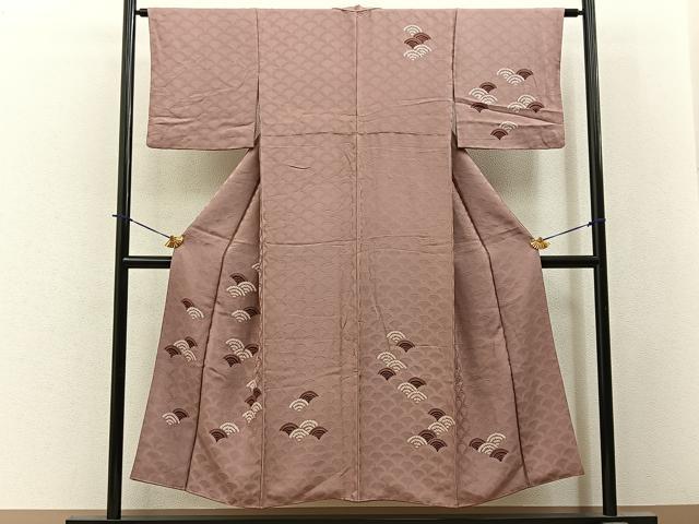 平和屋着物●訪問着 絞り 地紋起こし 青海波 正絹 逸品 BAAY3882hj
