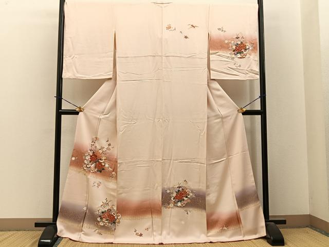 平和屋着物■訪問着 花籠文 暈し染め 金彩 ロング丈 正絹 逸品 BAAY3887hj