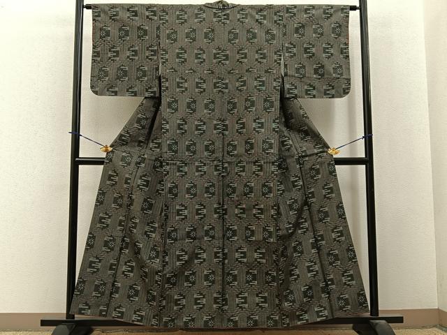 平和屋着物■本場村山大島紬 エ霞吉祥文 正絹 逸品 BAAY3889hj