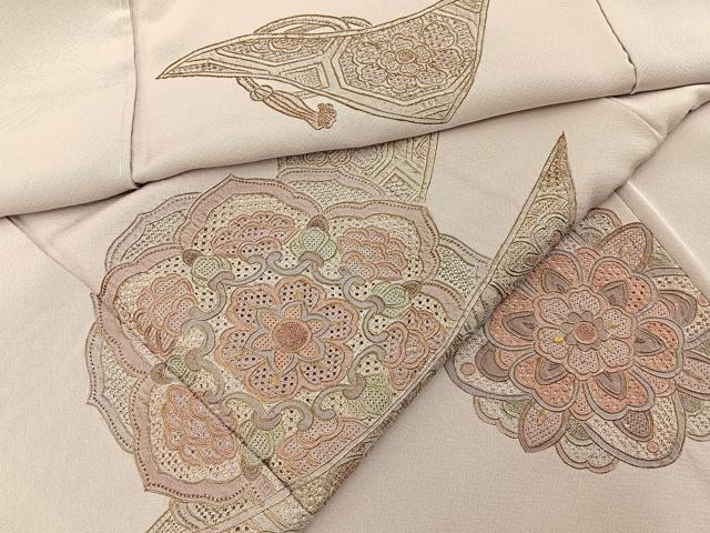 平和屋着物■中国三大刺繍 スワトウ相良刺繍 訪問着 総刺繍 正倉院花文 金彩 正絹 逸品 BAAY3893hj