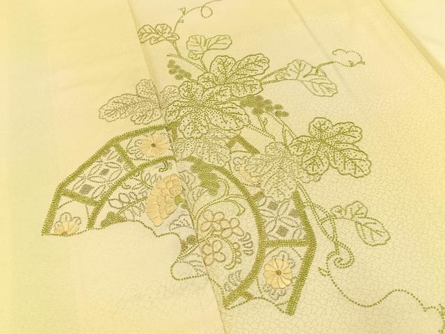 平和屋着物■中国三大刺繍 総相良刺繍 訪問着 葡萄蔦の葉文 暈し染め 金糸 正絹 逸品 BAAY3895hj