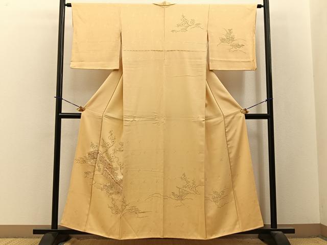 平和屋着物■中国三大刺繍 相良刺繍 訪問着 手描き 駒刺繍 竜田川花文 正絹 逸品 BAAY3897hj