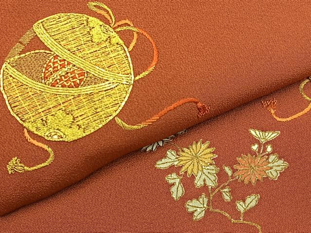 平和屋着物●訪問着 駒刺繍 手毬花文 金彩 ロング丈 正絹 逸品 BAAY3900hj