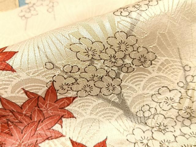 平和屋着物■上質な小紋 鼓風景花文 扇面金通し地 正絹 逸品 BAAY3902hj