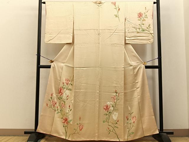 平和屋着物■訪問着 手描き 草花文 正絹 逸品 BAAY3908hj