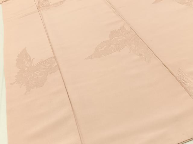 平和屋着物■上質な色無地 舞蝶地紋 肌色 正絹 逸品 BAAY3911hj