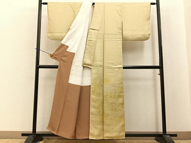 平和屋着物■訪問着 笹竹地紋 暈し染め 正絹 逸品 BAAY3917hj