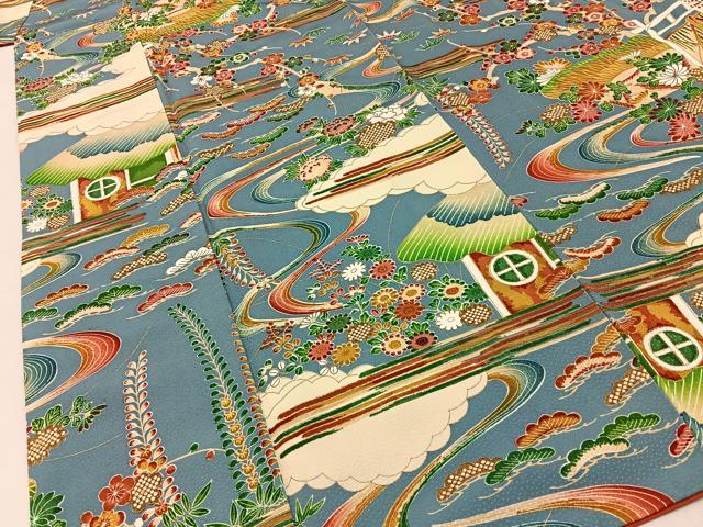 平和屋着物■上質な小紋 松竹梅 風景花文 金彩 正絹 逸品 BAAY3918hj