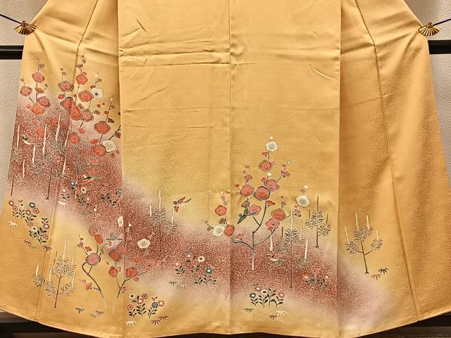 平和屋着物■訪問着 花鳥文 暈し染め 金彩 正絹 逸品 BAAY3929hj