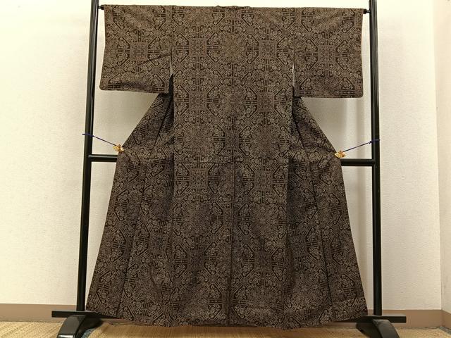 平和屋着物■本場大島紬 7マルキ 正倉院花文 正絹 逸品 BAAY3936hj