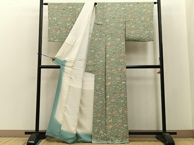平和屋着物■上質な小紋 型染め 花鳥文 正絹 逸品 BAAY3938hj