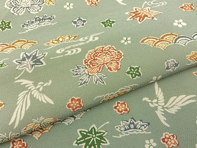 平和屋着物■上質な小紋 型染め 花鳥文 正絹 逸品 BAAY3938hj