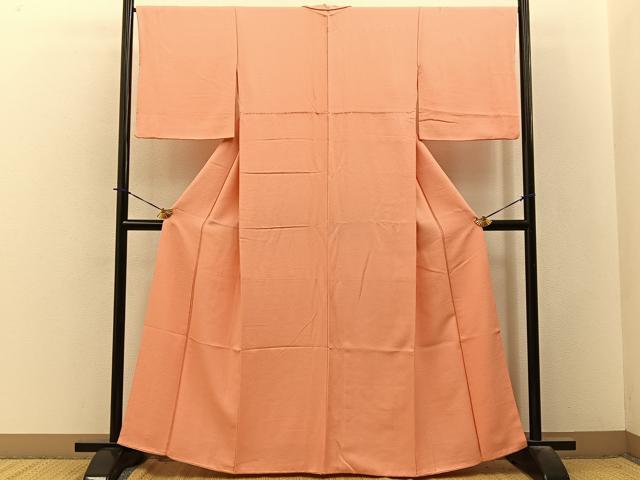 平和屋着物■上質な色無地 紋意匠 赤香色 正絹 逸品 BAAY3940hj