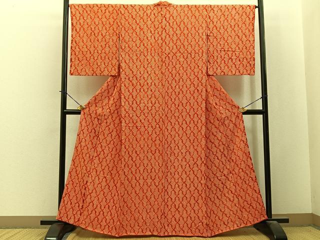 平和屋着物■上質な小紋 総絞り 松皮菱 正絹 逸品 BAAY3946hj