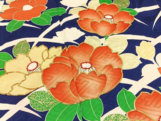 平和屋着物■豪華振袖 駒刺繍 椿 金彩 正絹 逸品 BAAY3949hj