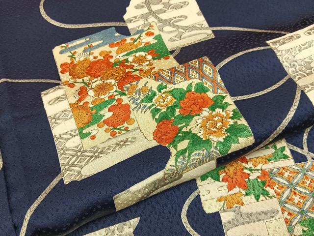 平和屋着物■上質な小紋 破れ色紙花文 正絹 逸品 BAAY3950hj