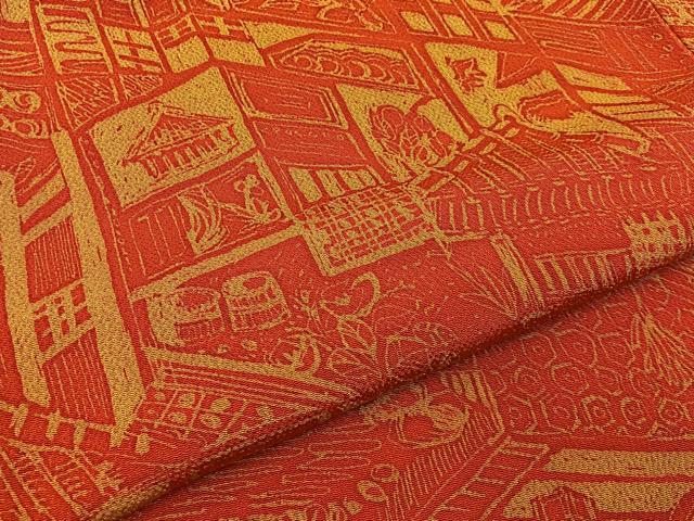 平和屋着物■上質な小紋 風景文 鬼しぼ縮緬 正絹 逸品 未使用 BAAY3951hj