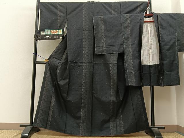 平和屋着物●本場大島紬 アンサンブル 麻の葉文様 証紙付き 正絹 逸品 BAAY3958hj