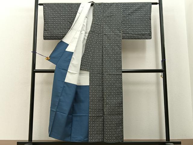 平和屋着物■上質な紬 アンサンブル 7マルキ 蜀江文様 正絹 逸品 BAAY3959hj